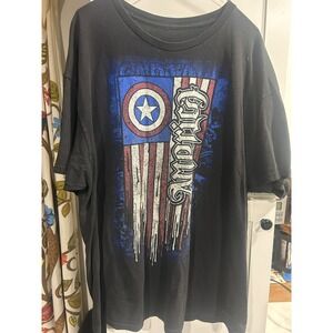 Marvel Captain America T Shirt‎ Mens Patriotic Graphic Print Black Tee
